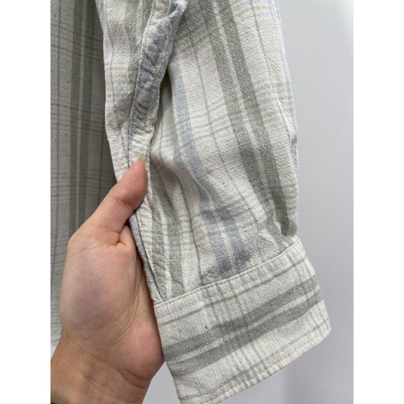 Vintage Claiborne Mens Medium Plaid Rayon Silk Button-Up Shirt Pastel Striped - Picture 6 of 8